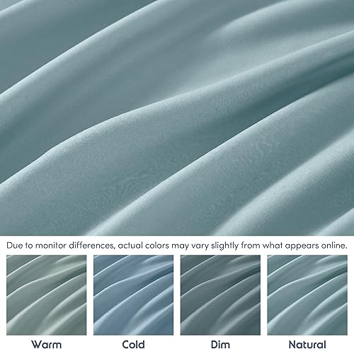 Miniatura 8 de Nestl Sábana bajera ajustable de bolsillo extra profundo de color azul claro, tamaño completo, sábana bajera de lujo hotelero con bolsillo profundo