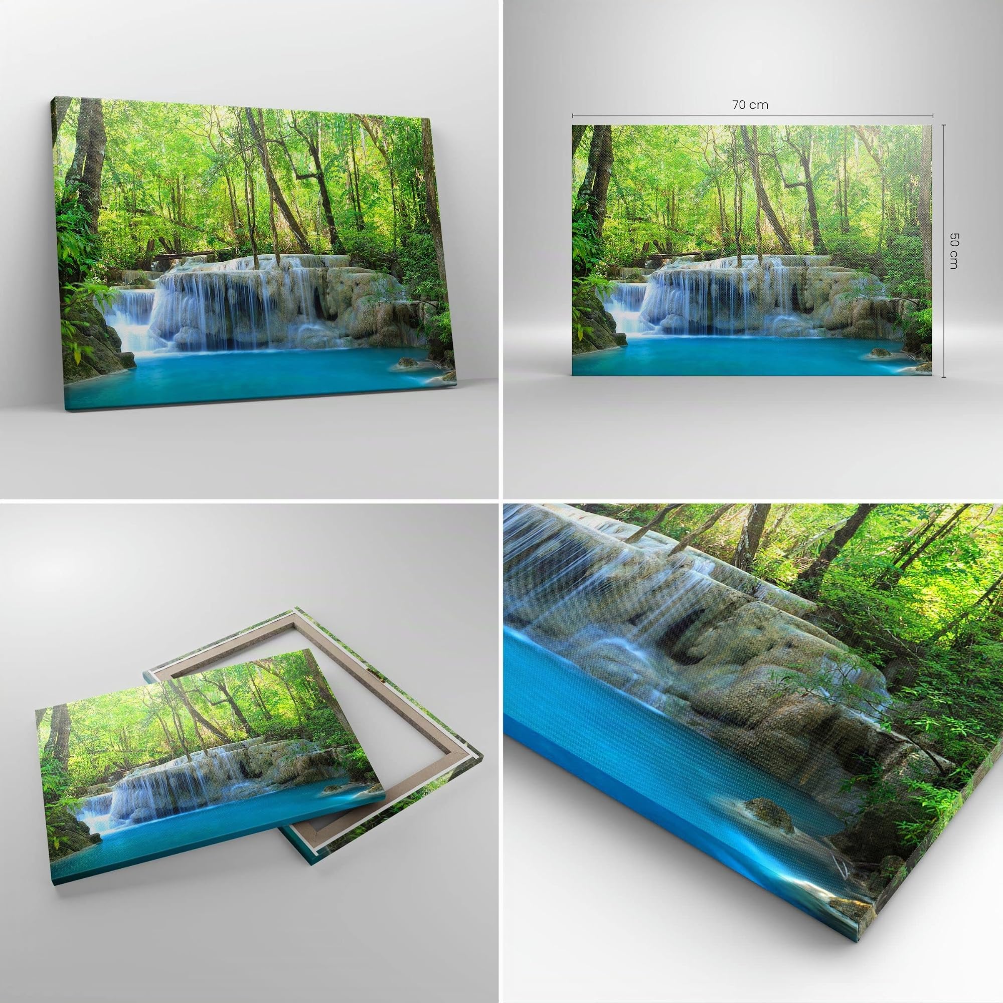 ARTTOR Bilder auf Leinwand Wasserfall Wald Umwelt Leinwandbild 70x50cm Wandbilder Dekoration Wohnzimmer Schlafzimmer Küche Deko Klein Wanddeko Bild Wand Kunstdruck Art Wall Decor Canvas AA70x50-2664