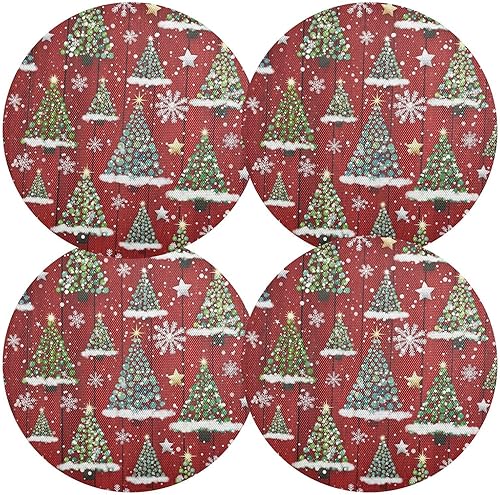 Miniatura 2 de Abstract Christmas Trees Placemat, Non Slip Dining Table Heat Resistant Pads for Kitchen one sizex6