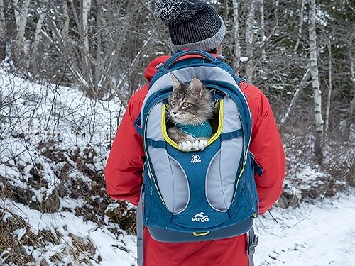 Kurgo G-Train Pack, Carrier Backpack for Small Dogs and Cats, Ideal for Hiking or Travel, Waterproof Bottom, Ink Blue - 2