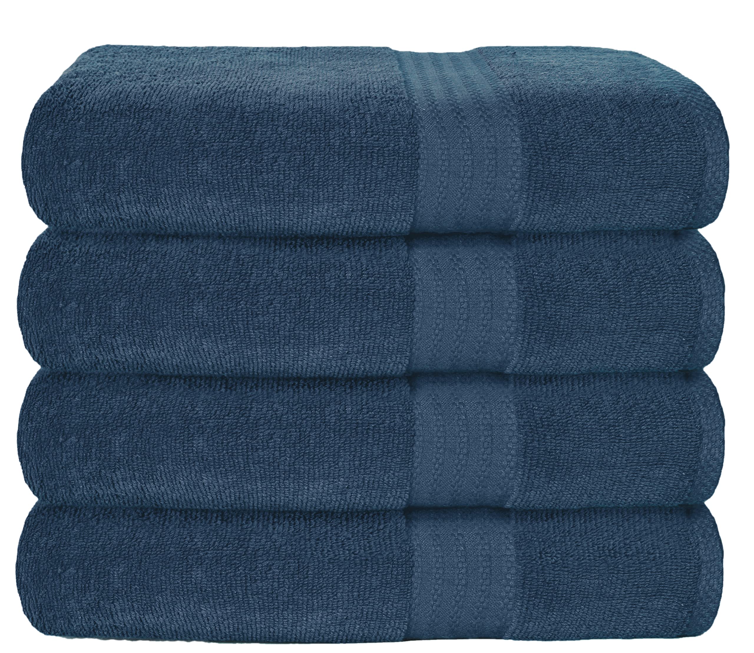 GLAMBURG Premium Cotton 4 Pack Bath Towel Set - 100% Pure Cotton - 4 Bath Towels 27x54 - Ideal for Everyday use - Ultra Soft &amp; Highly Absorbent - Mineral Blue