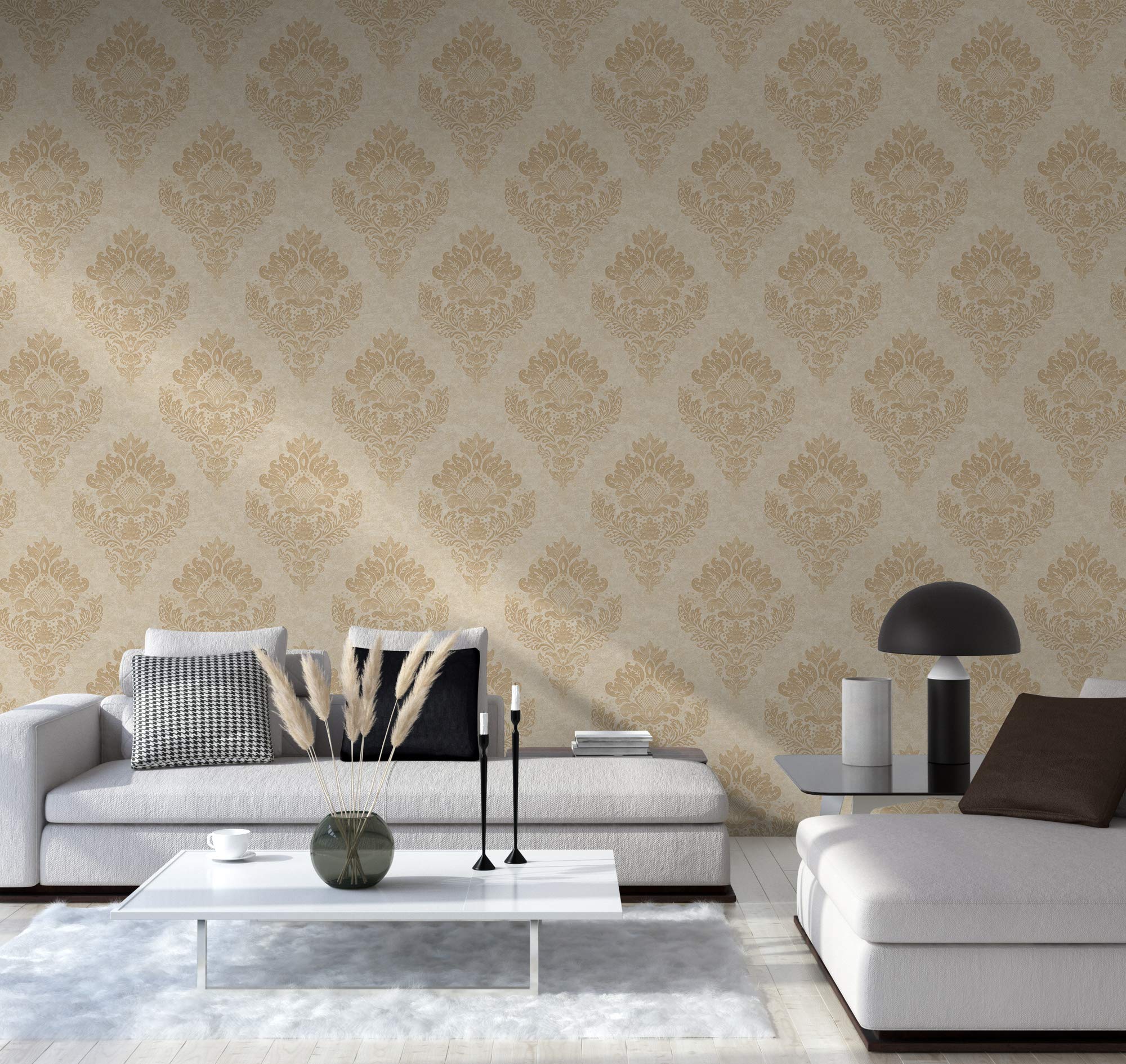 livingwallsBaroque Wallpaper Metropolitan Stories 2 A.S. Création Non-Woven 10.05 m x 0.53 m Beige Brown Made in Germany 379013 37901-3 - Image 4