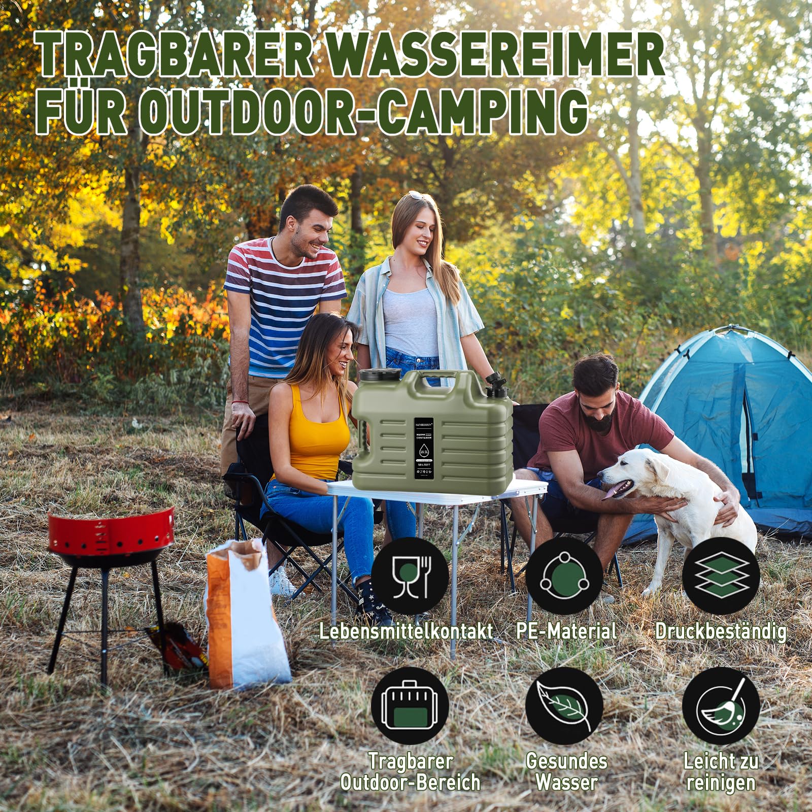 Wasserkanister mit Hahn, 10L / 12L / 18.5L , 28L Kanister mit Rollen