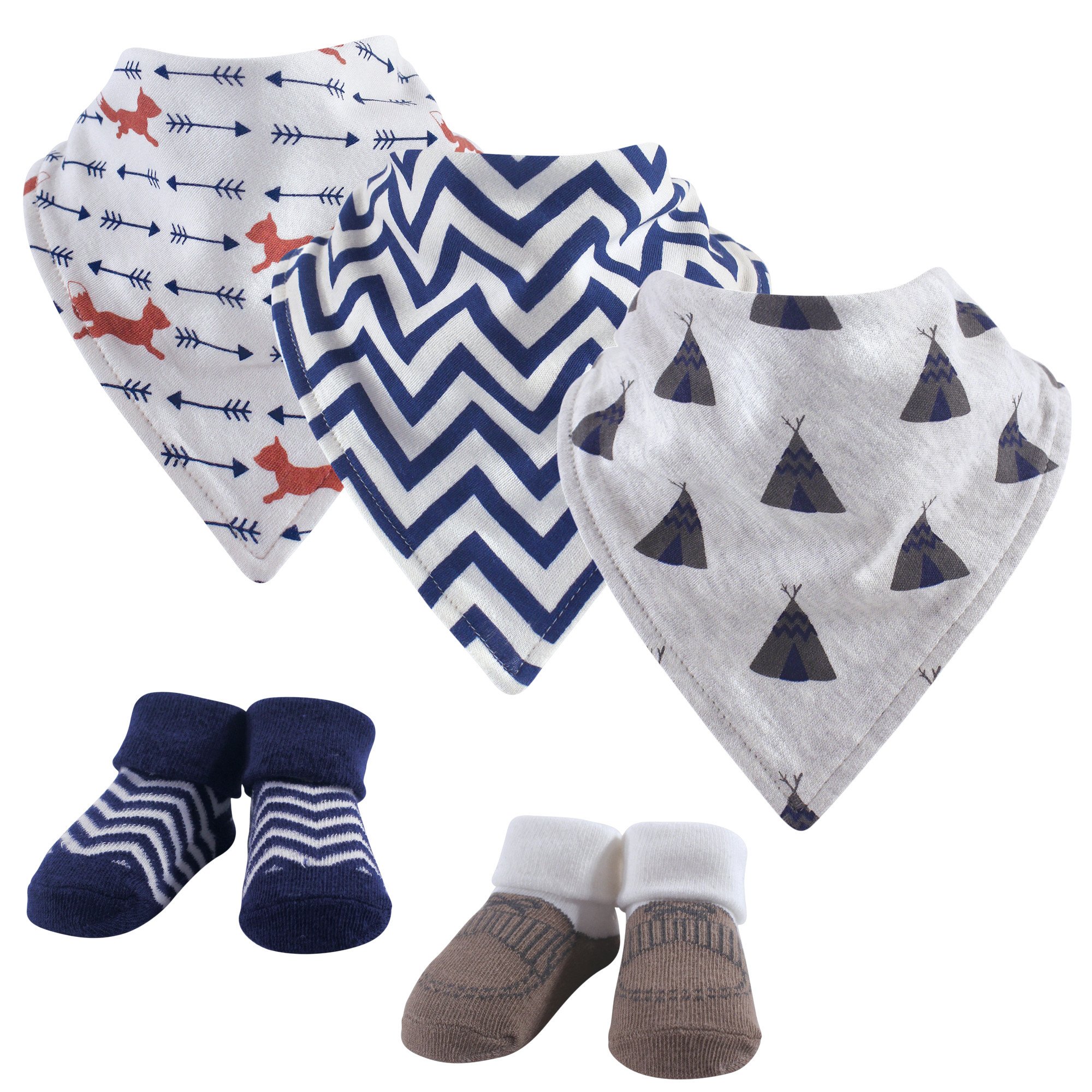 Hudson Baby Conjunto de babero y calcetines para bebé, 5 piezas
