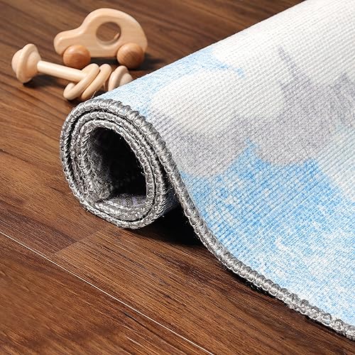 Miniatura 9 de SUPERIOR World Traveler Helicopter - Alfombra de tejido plano de poliéster para interiores con respaldo antideslizante, 4 x 6 pies, color azul