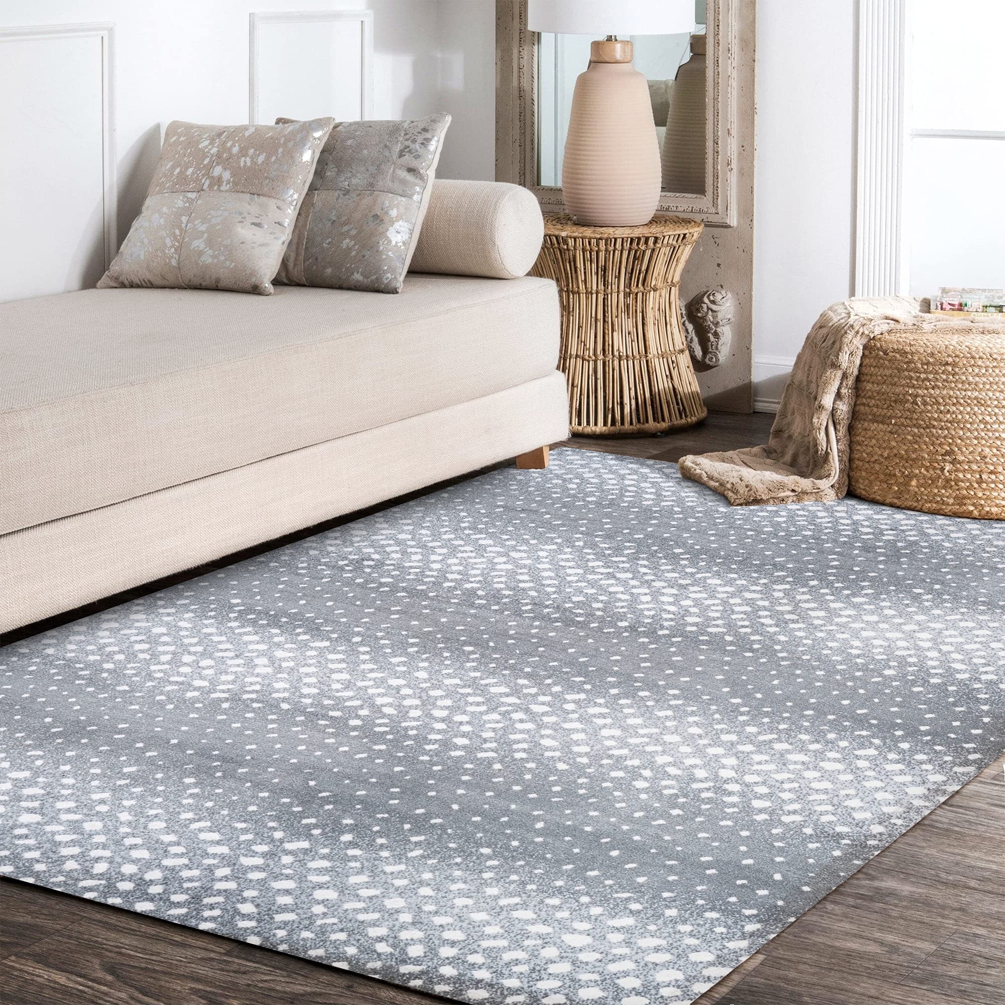 JONATHAN YAntelope Modern Gray/Cream Indoor Area Rug, 8x10, Animal Prints, Casual, Easy-Cleaning for Living Room, Bedroom, Kitchen, Pet Friendly, Non-Shedding (SAF100C-8)