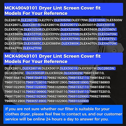 Miniatura 3 de Romalon ADQ56656401 Filtro de pelusa de secadora Malla de acero inoxidable con MCK49049101 Cubierta de trampa de pelusa para LG y Kenmore Secadora