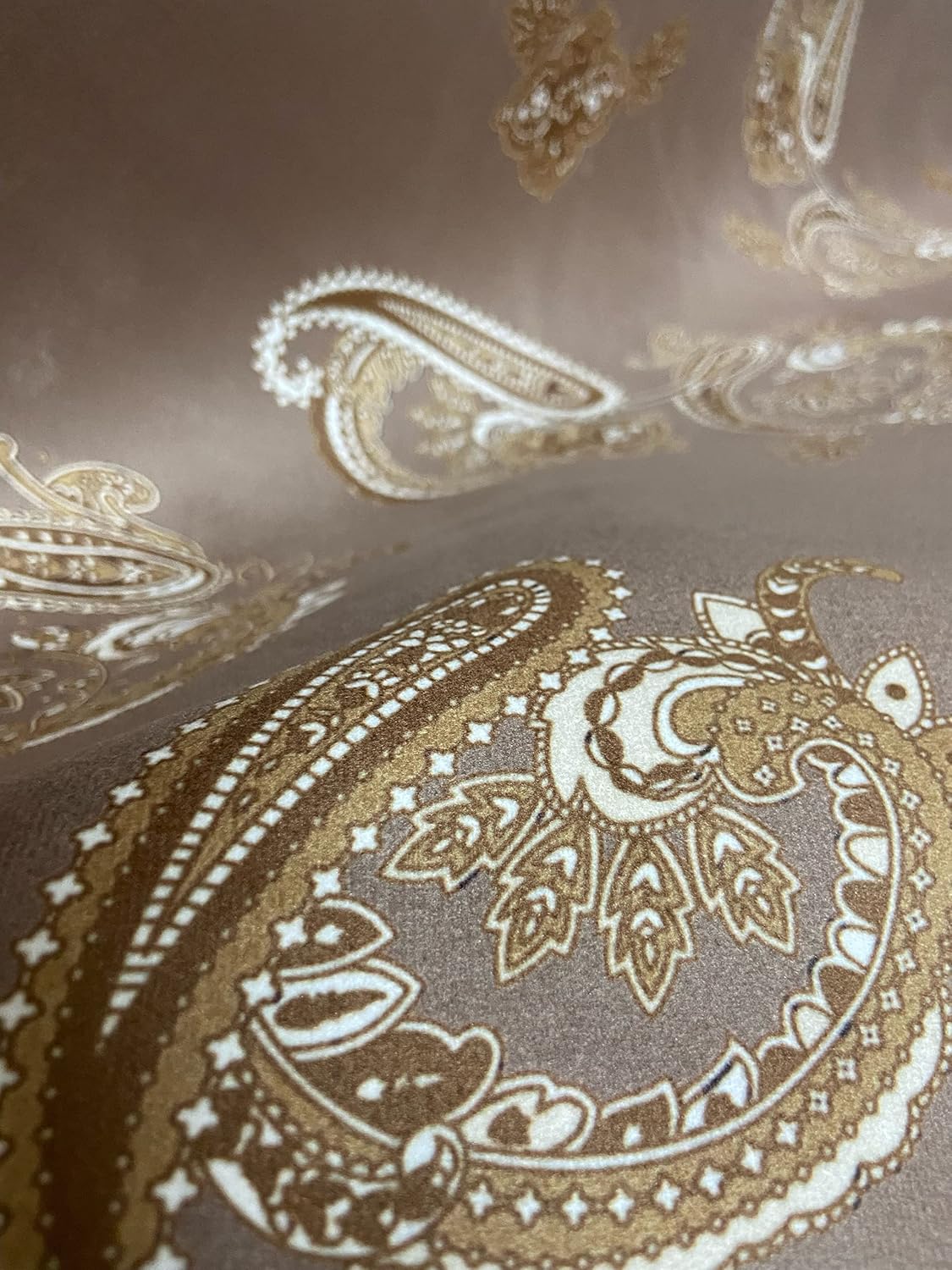 Soft Thick Luxurious Velvet Finish Microfiber Fabric Digitally Printed Paisley Design Fabric for Upholstery Window Treatments Craft - Width 54 inch - Fabric by The Yard (Tan)