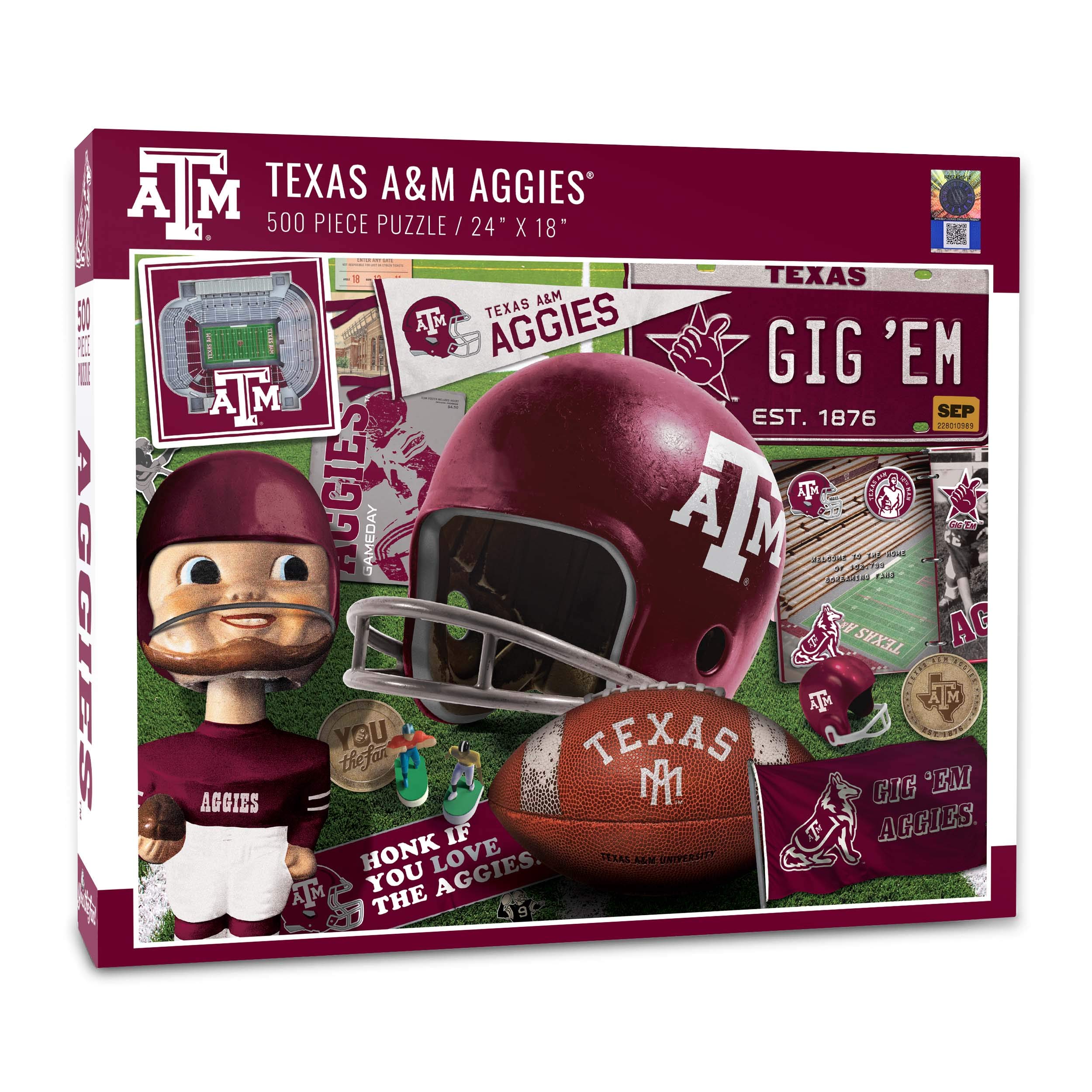 YouTheFan NCAA Texas A&amp;M Aggies Retro Series Puzzle - 500 Pieces, Large