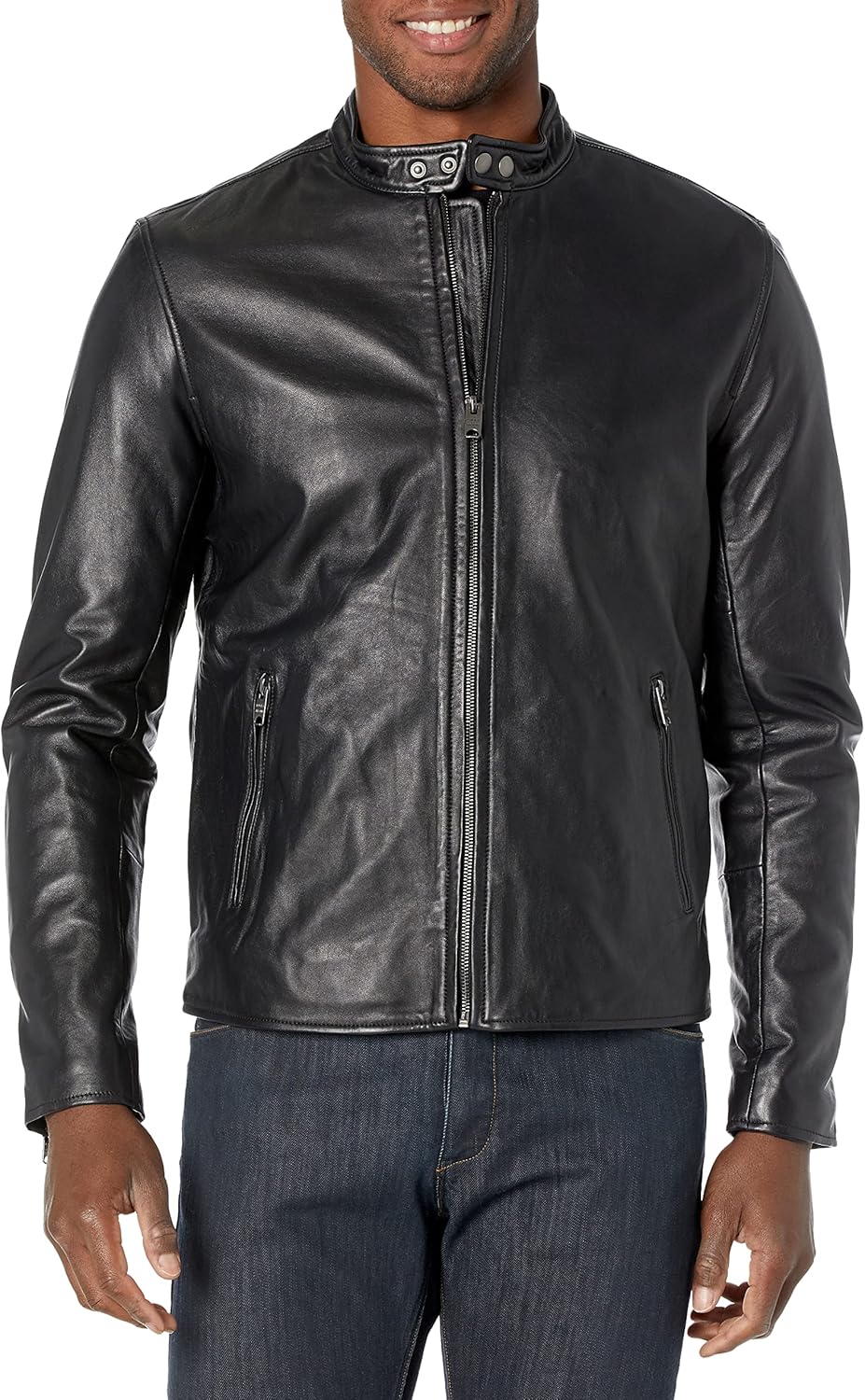 Lucky Brand Men's Clean Leather Bonneville Jacket, Browns, X
