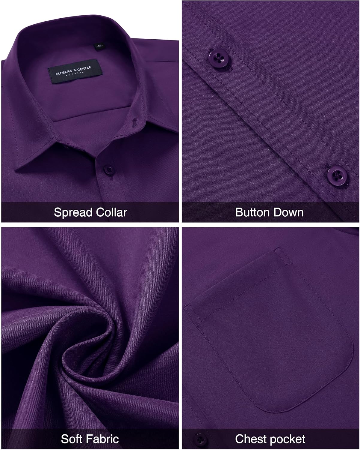 Alimens & Gentle Men's Short Sleeve Dress Shirts Wrinkle Free Untucked Casual Button Down Shirt - Image 5