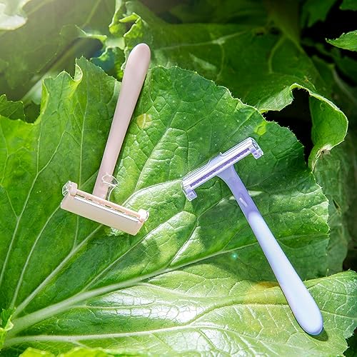Miniatura 3 de Maquinilla de afeitar facial con baldo de seguridad, maquinilla de afeitar recta para depilación, 2 piezas para recortar cejas (morado)