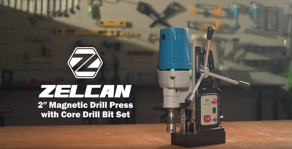 Watch ZELCAN 2'' Magnetic Drill Press with 6 Drilling Bits on