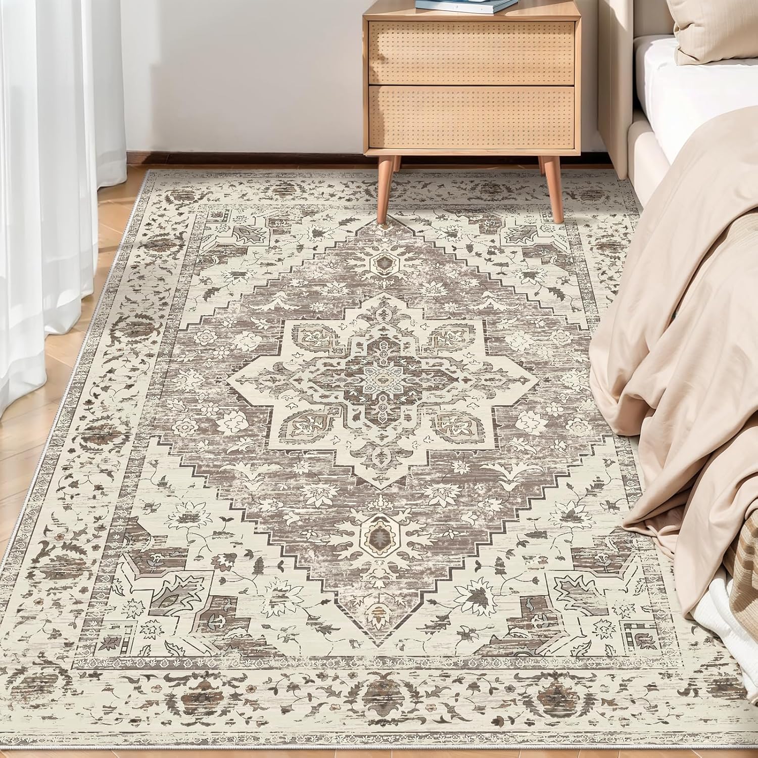 SERISSA Area Rug 3x5 Boho Rugs for Bedroom, Washable Kitchen Rugs Non