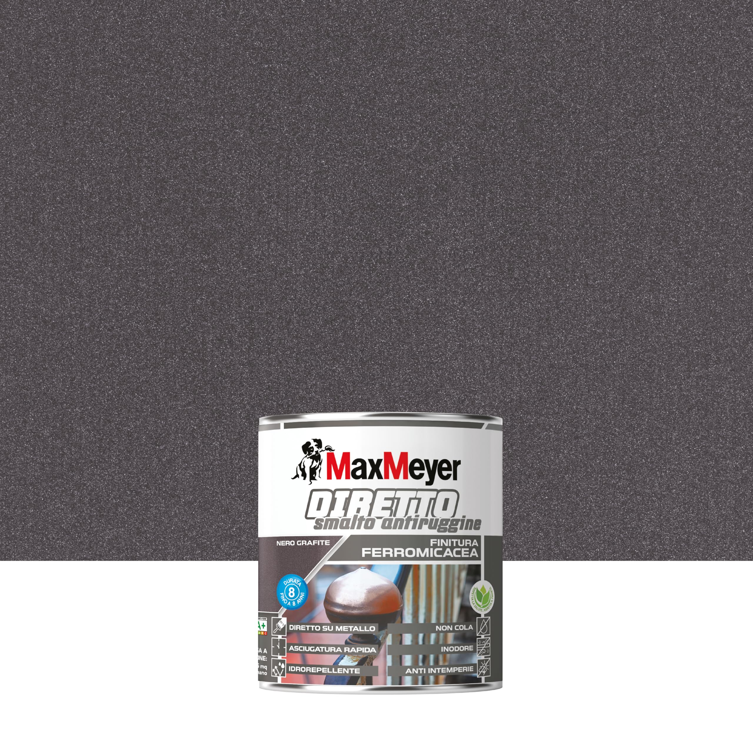 MAXMEYER Diretto Antiruggine Ferromicaceo Nero Grafite 0.75 L