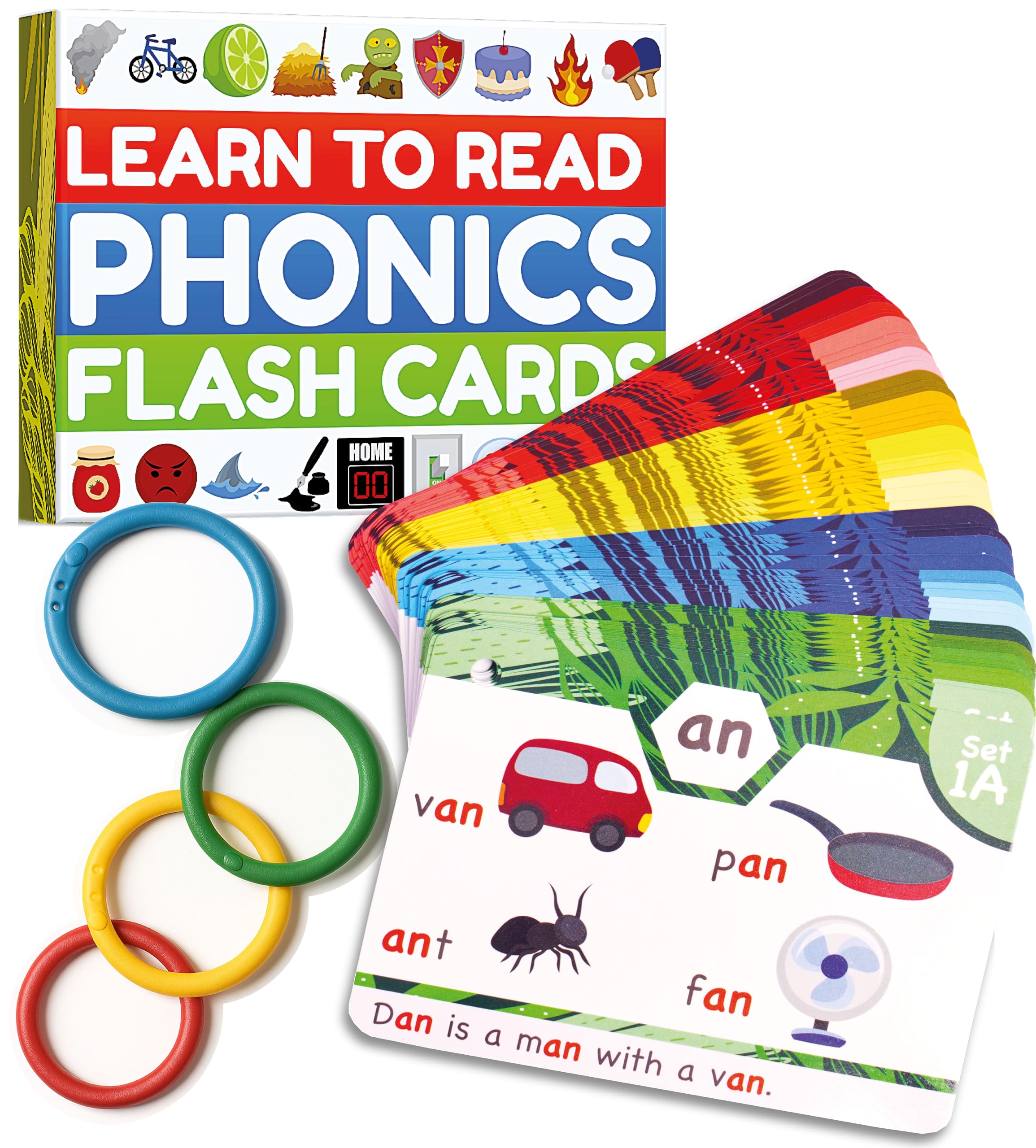 Phonics Flash Cards - Learn to Read in 20 Phonic Stages - Step by Step Learning for Reception Year 1 2 & 3 - Education for Kids Ages 4-8