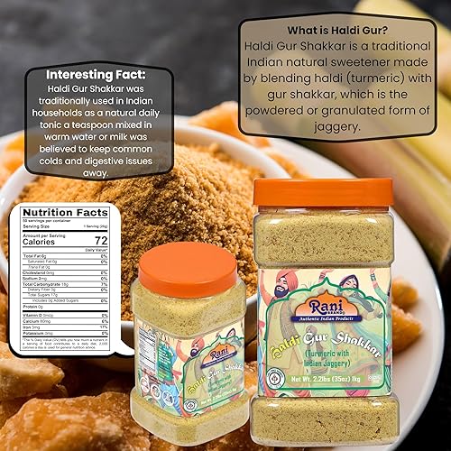 Miniatura 74 de Rani Masala Gur (Jaggery) Azúcar de caña sin refinar indio sin refinar, 17.5 oz (1.1 libras) tarro de PET de 17.64 oz ~ Apto para gluten Vegano