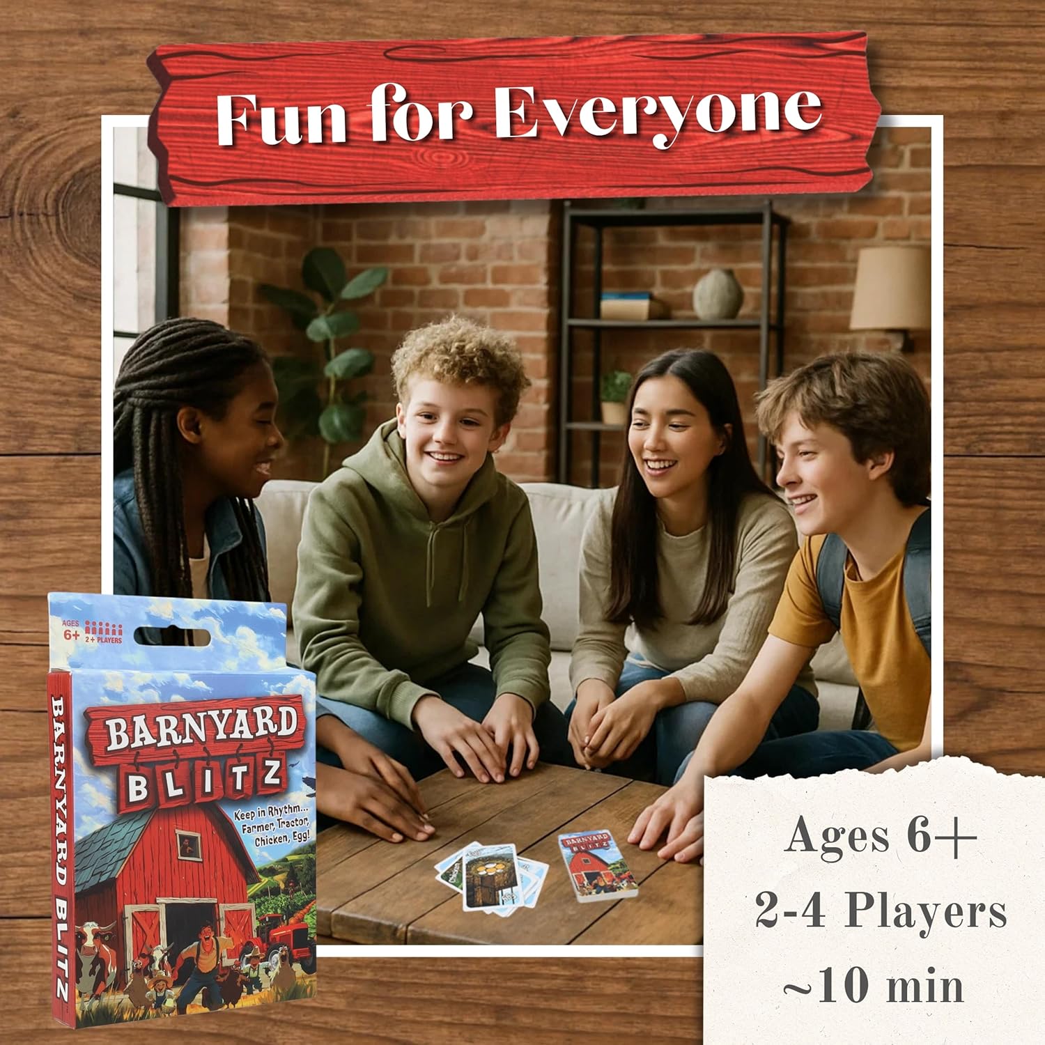 TDC Games Barnyard Blitz – Rhythm Slap Card Games for Kids & Families, Portable Travel Card Game, Fast Reflex & Reaction Time Game, Animal & Farm Card Games