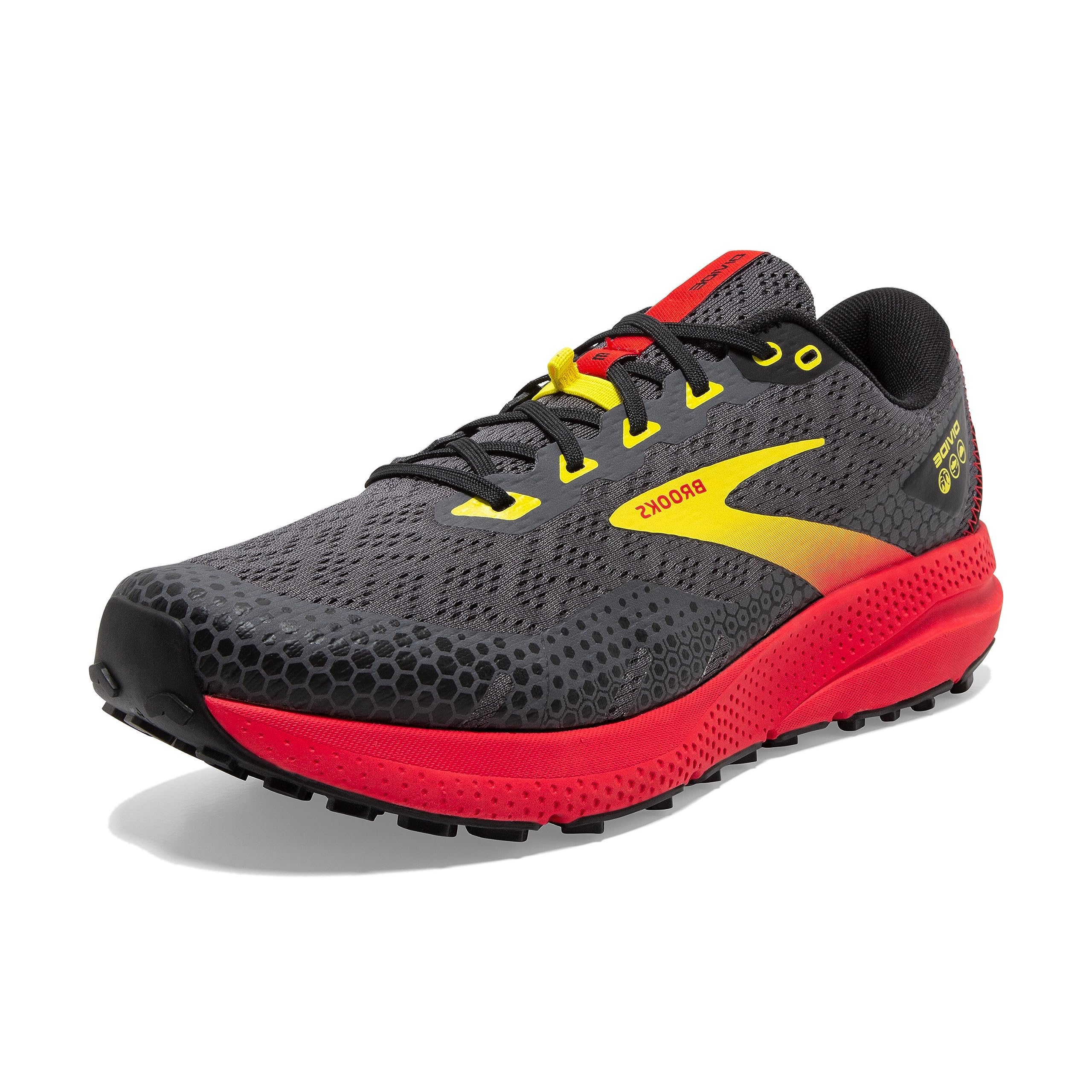 Brooks Podział męski 3 buty do biegania, Black Fiery Red Blazing Yellow, 44.5 eu