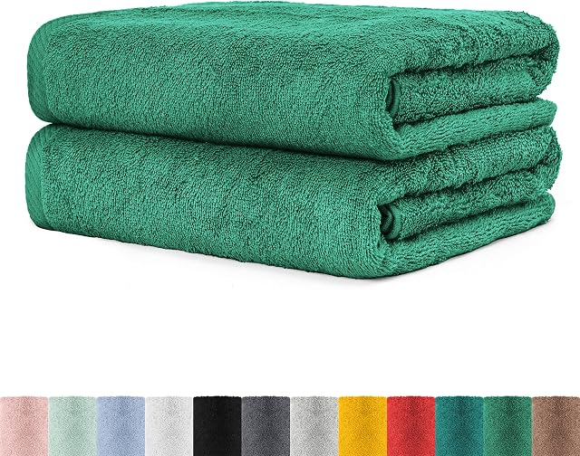 Zestaw 2 ręczników frotte do sauny, 80 x 200 cm, 100% bawełna, 2 x ręcznik do sauny, ręcznik plażowy XXL, szmaragdowy zielony
