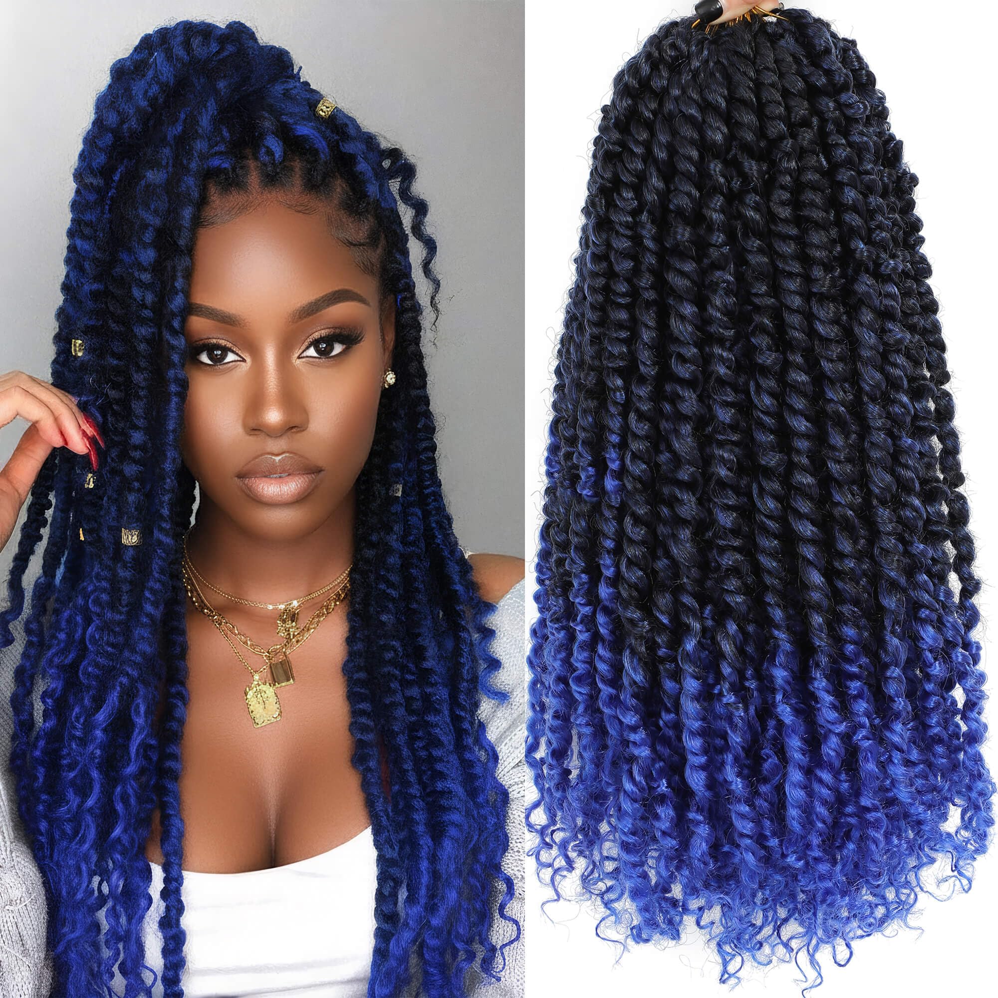 Amazon.com : Ombre Blue Passion Twist Crochet Hair 18 Inch 8 Packs