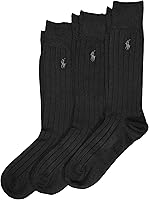 Polo Ralph Lauren Men's Super Soft Ribbed Dress Crew Socks 3-Pack - Ultrasoft Knit, Signature Pony Embroidered, Classic Colors