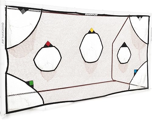 QuickPlay Red de objetivo de portería de fútbol PRO con 7 zonas de puntuación - Práctica de tiro y tiros de portería Disponible en 4 tamaños