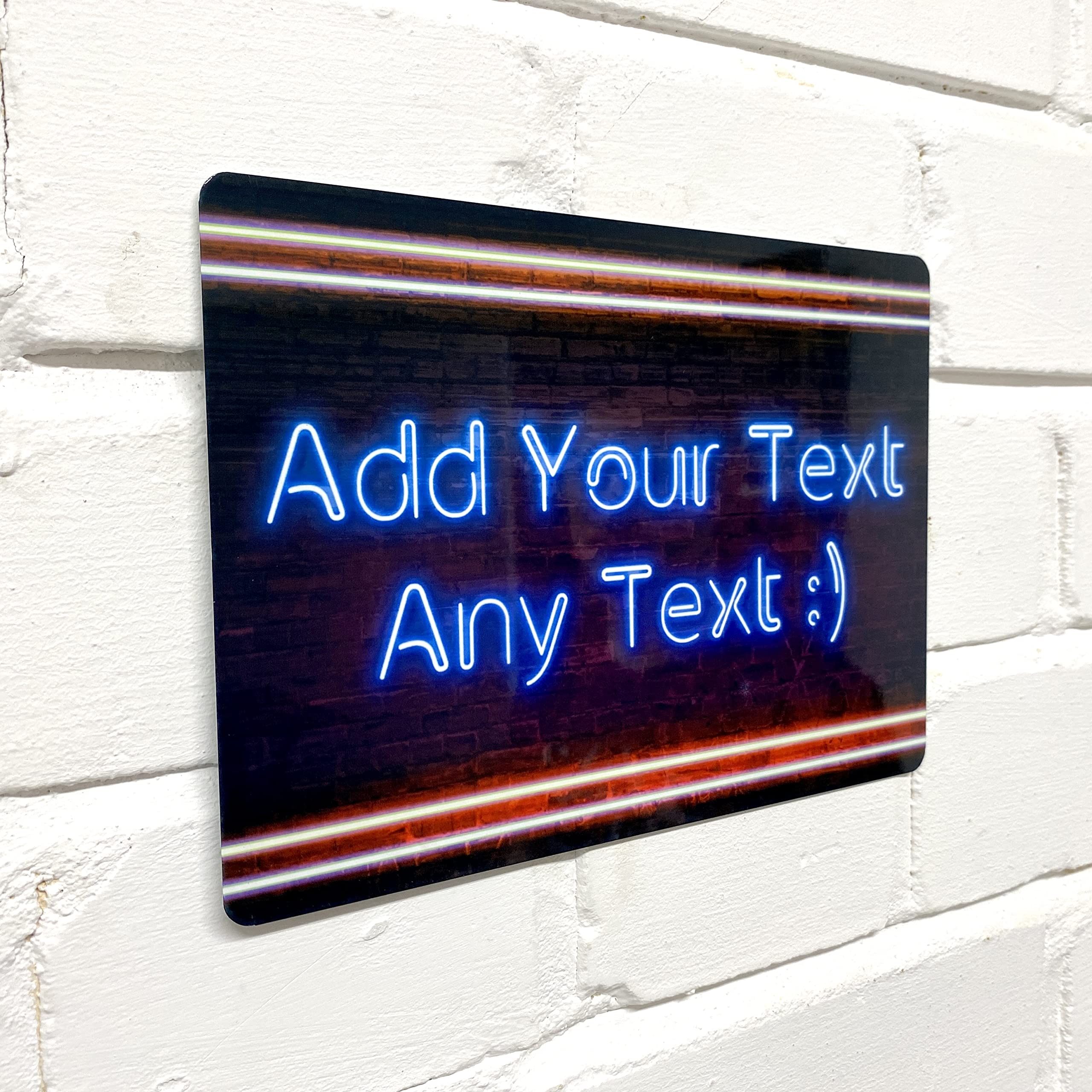 Personalised Bar Sign - Neon effect Printed Metal Sign wall art A4 Bar Add Any Text