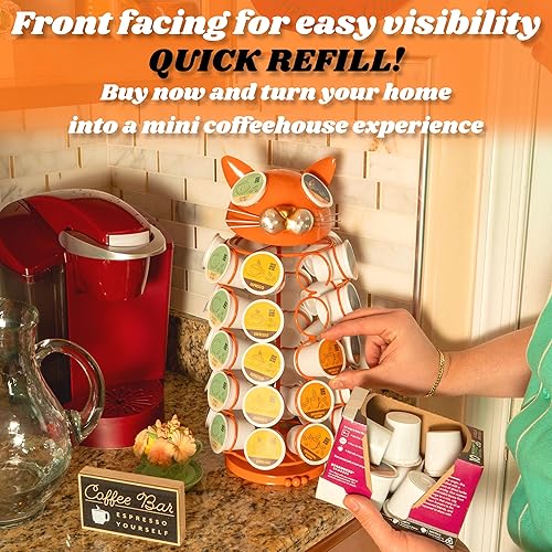 Miniatura 6 de Made Easy Kit Soporte para cápsulas de café con carrusel, compatible con K-Pods K-Cups Keurig, organizador de almacenamiento de encimera, decoración