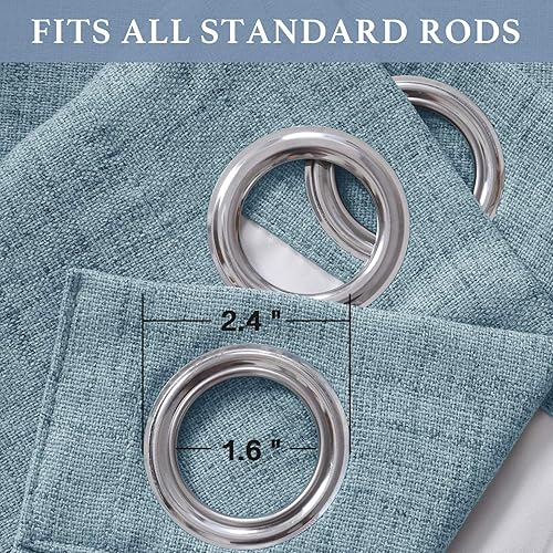 Miniatura 6 de 100% Blackout Shield Cortinas para puerta corrediza con aspecto texturizado de lino con ojales y forro opaco, cortinas opacas con aislamiento