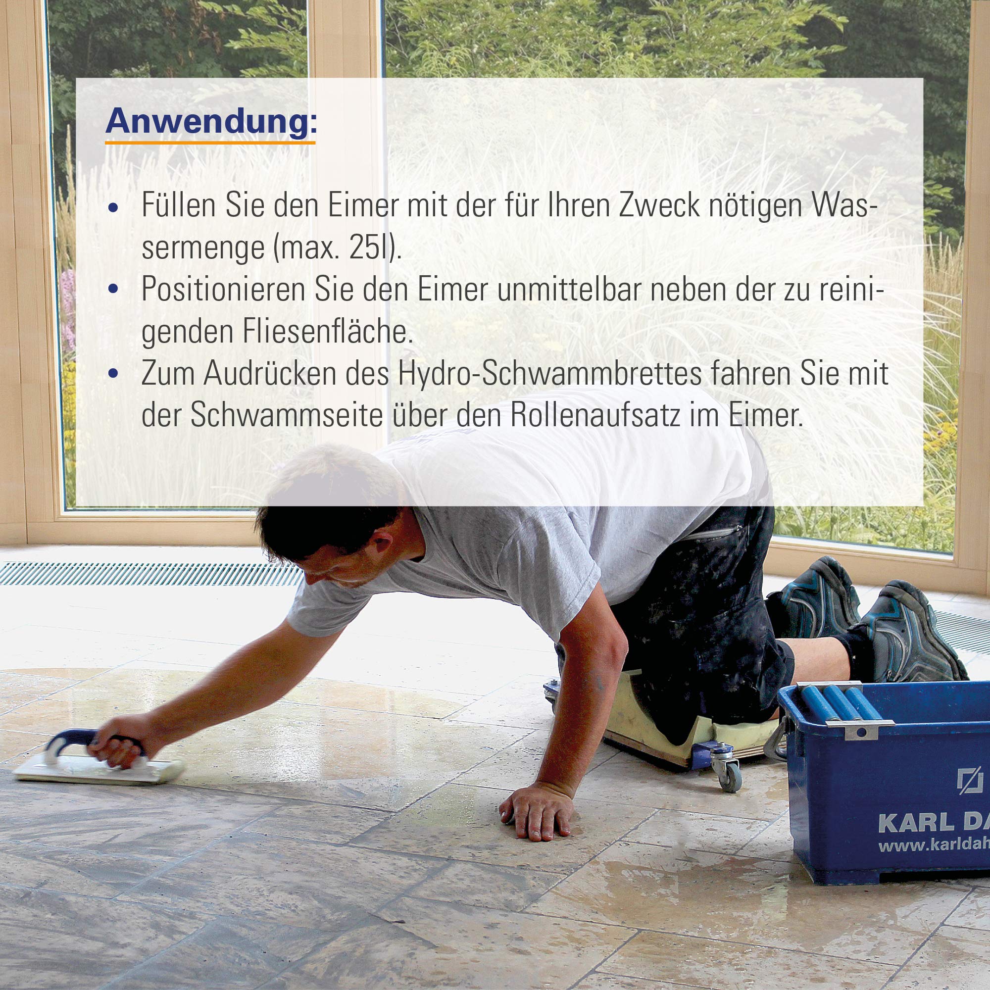 DEWEPRO&reg; Secchio Lavapavimenti Per Piastrellisti 16L &ndash; Con 2 Ruote