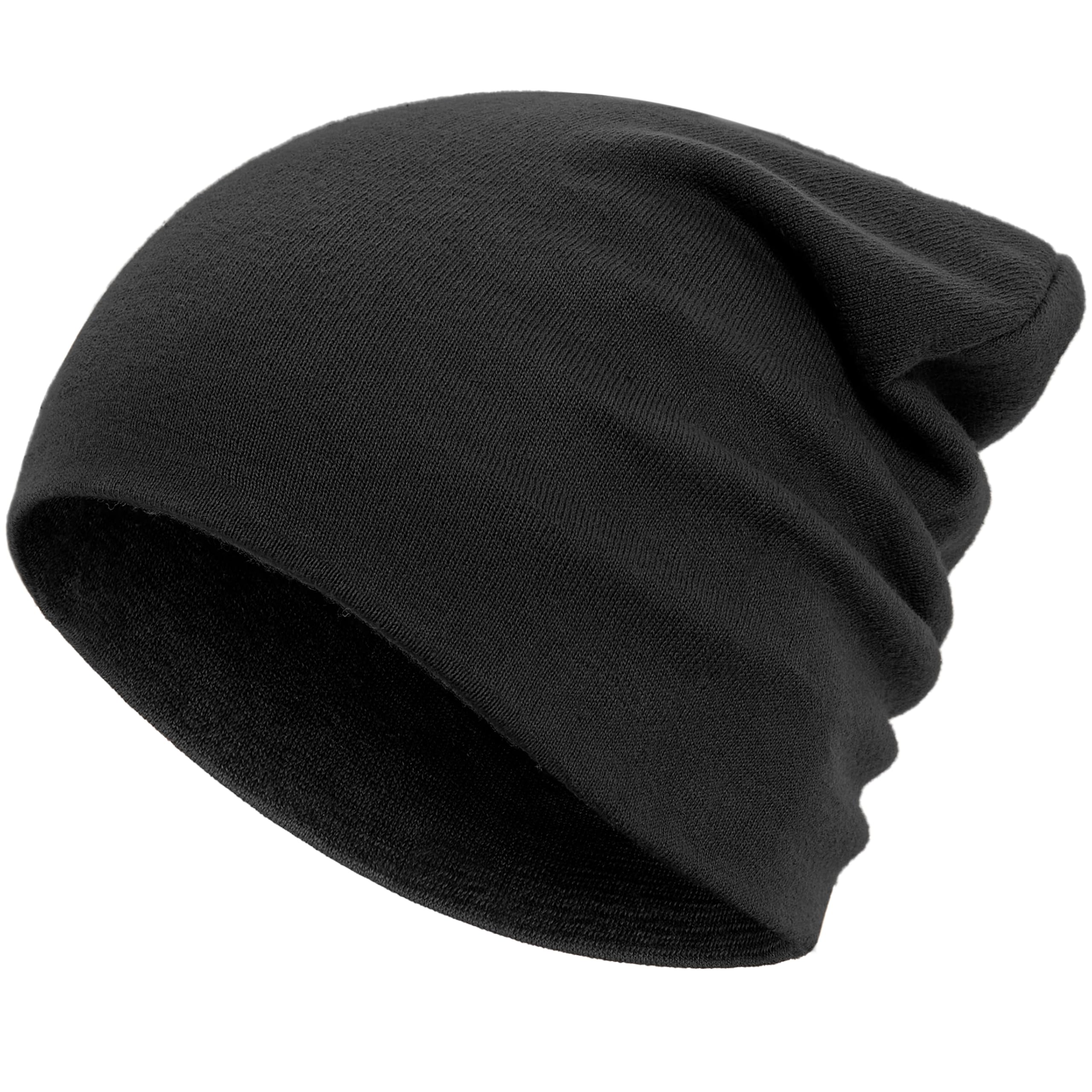 100% Cotton Thin Beanie Hat for Men Women - Lightweight Breathable Rib Knit Slouchy Beanie Cuffed Chemo Skull Cap
