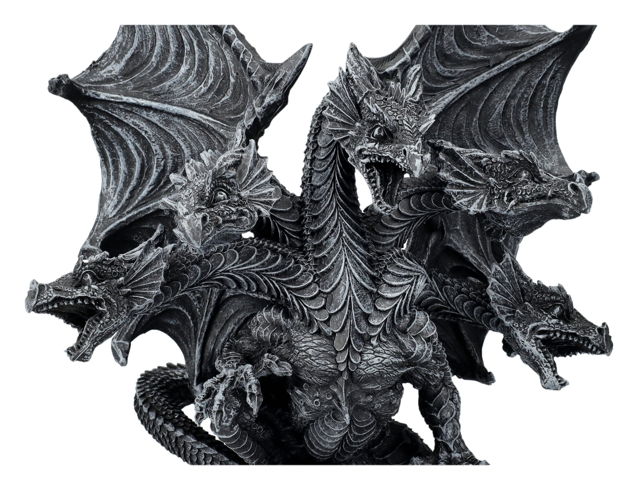 Figuren Shop GmbH Figura de dragón gótico negro 23 cm – Dark Hydra cinco cabezas – Estatua decorativa dragón dragón