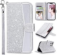 Vista 13 de ULAK Funda tipo cartera compatible con iPhone 13 para hombres, funda protectora con tapa de piel PU premium y función de caballete con tarjetero