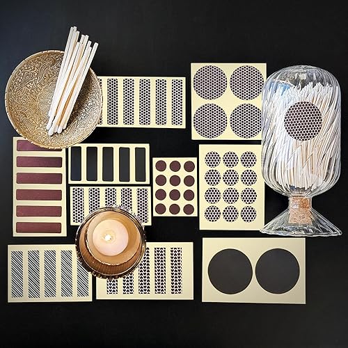 Miniatura 6 de Pegatinas rectangulares de 2 x 0.5 pulgadas con patrón de corazón único  24 piezas  Papel de huelga de rayas marrones con adhesivo precortado en