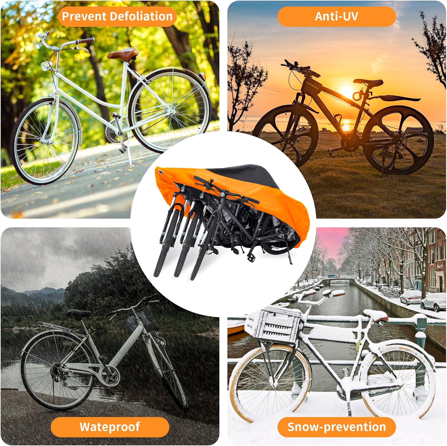 Bike Cover Waterproof Outdoor - Bicycle Covers for 2 or 3 Bikes - 420D Heavy Duty Rain Sun UV Dust Wind Proof Cover for Electric Mountain Road Bike