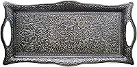 Vista 8 de Bandeja de metal para servir con bordes elevados, bandeja de diseño vintage, bandeja rectangular de metal para servir, bandeja cuadrada para servir