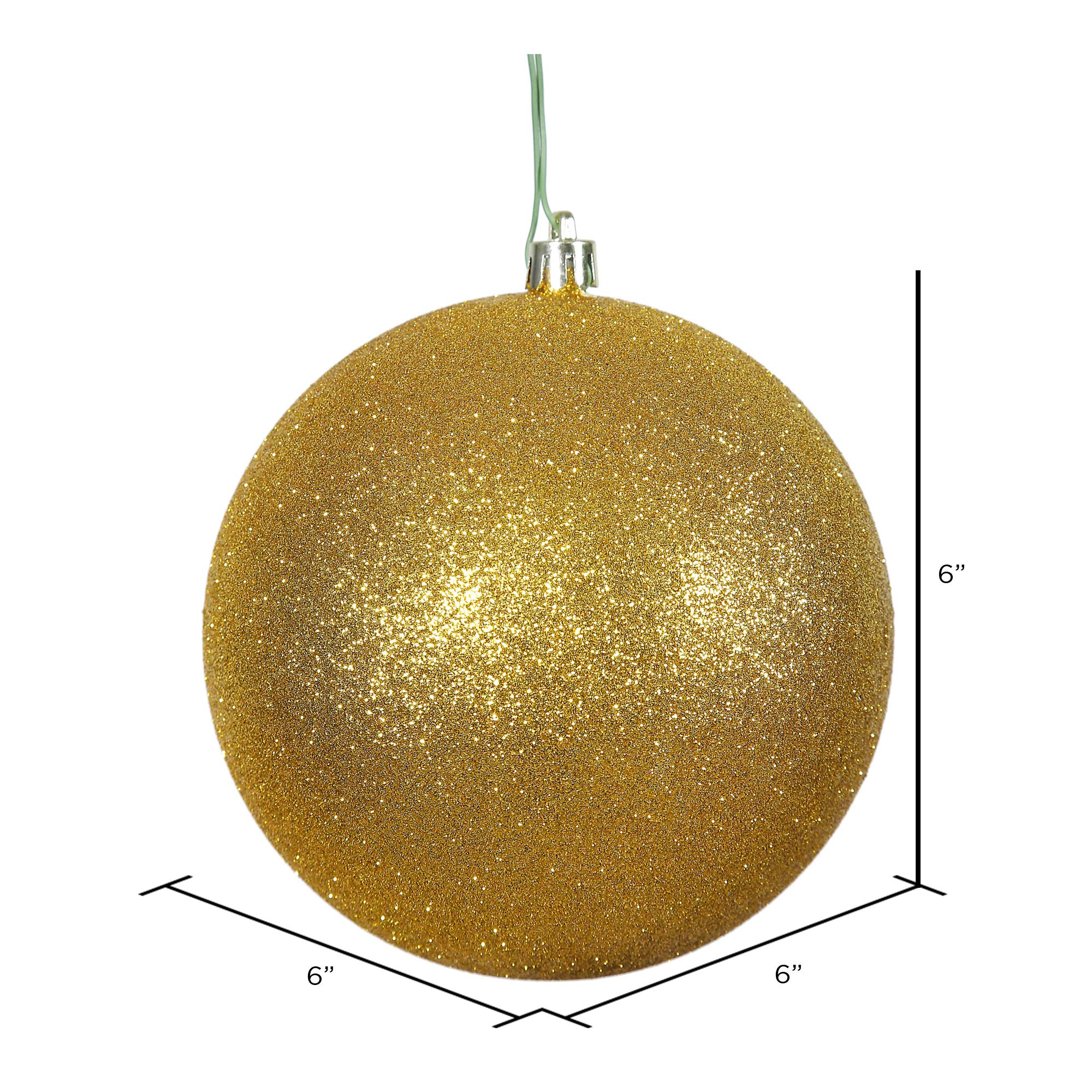 Vickerman N591530DG Brokatowe ozdoby z nietłukącą się odporną na promieniowanie UV, wstępnie nawiercona nasadka zabezpieczona i zielony kwiatowy drut w 4 na torbę, 15 cm, antyczny złoty
