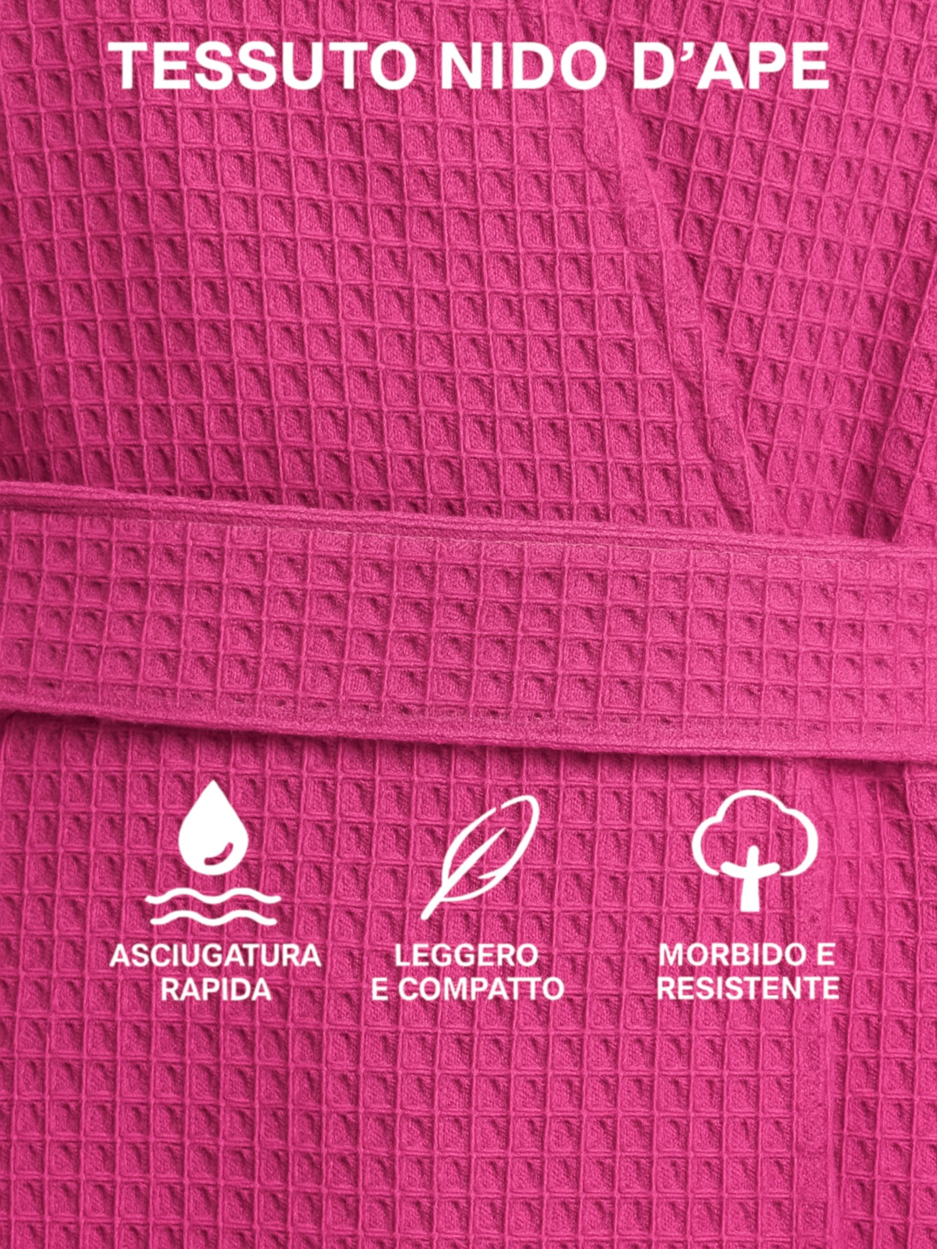 o-day Bademantel mit Wabenstruktur für Damen und Herren, aus Baumwolle, mit Kapuze, Taschen und Gürtel, leicht und für Reisen S-XXXL