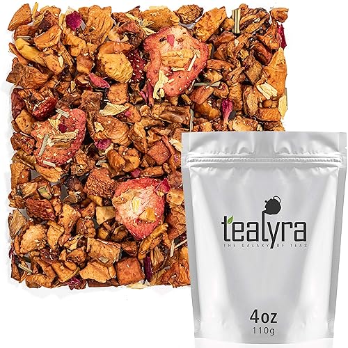 Tealyra - Jarra de fresa Guava  té de manzana frutas  té de hojas sueltas  vitaminas y antioxidantes ricos  libre de cafeína  todo natural