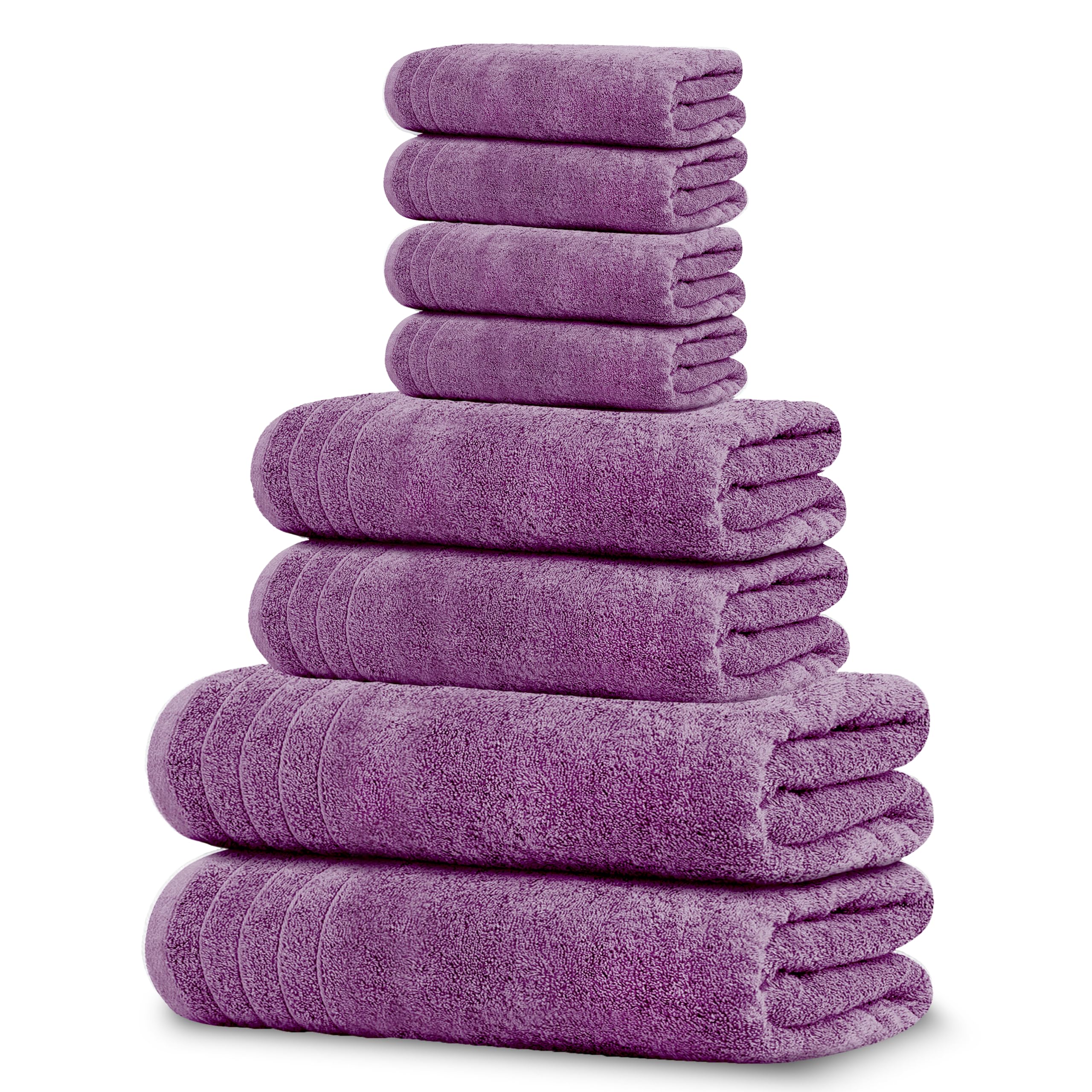 Tens Towels 8 Piece Towels Set, 2 Extra Large Bath Towels, 2 Hand Towels, 4 Washcloths, 100% Cotton, Lighter Weight, Quicker to Dry, Super Absorbent, Perfect Bathroom Towels Set (Purple)