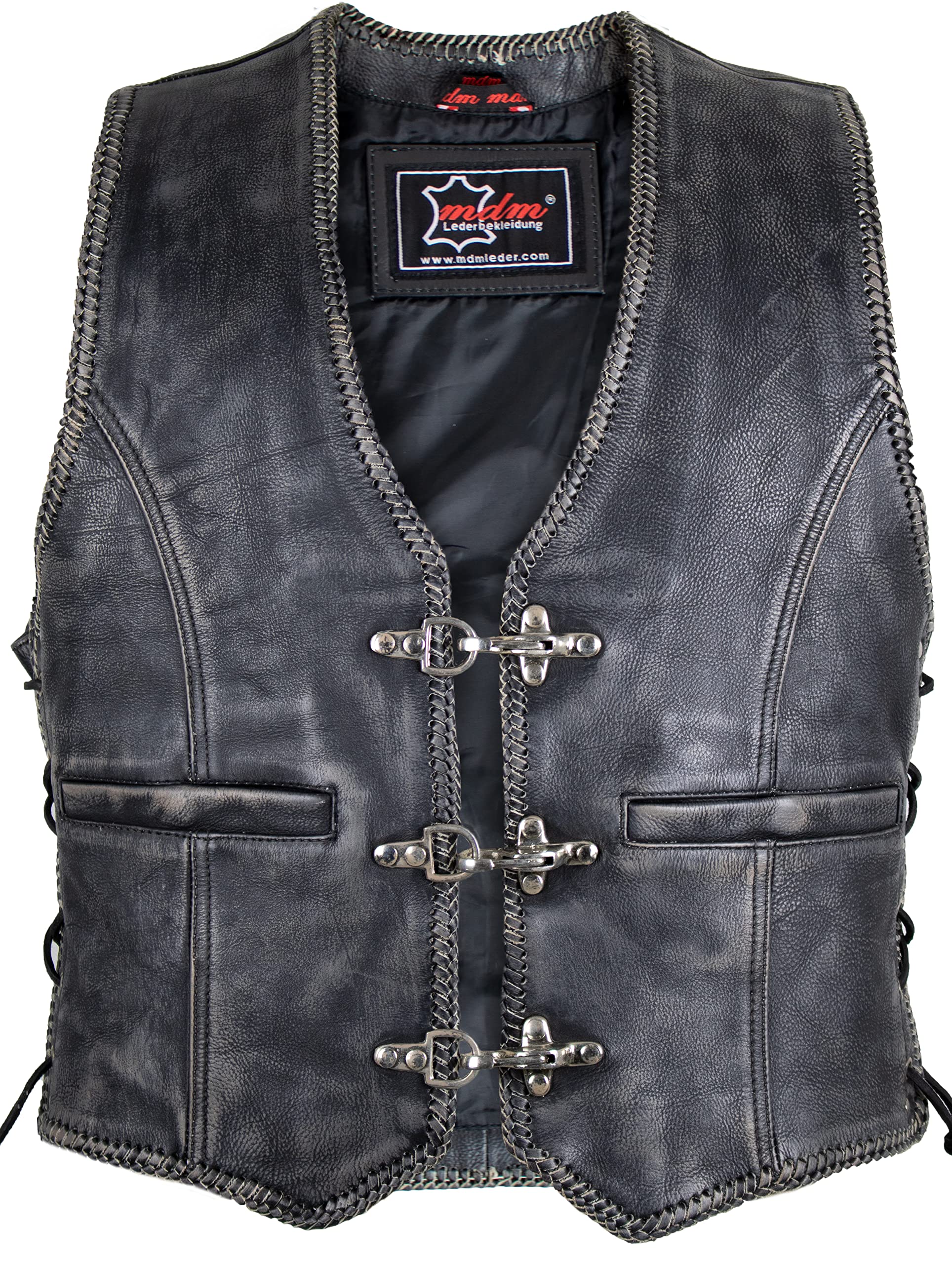 MDM Gilet in pelle con aquila goffrata in pelle vintage, vintage, S