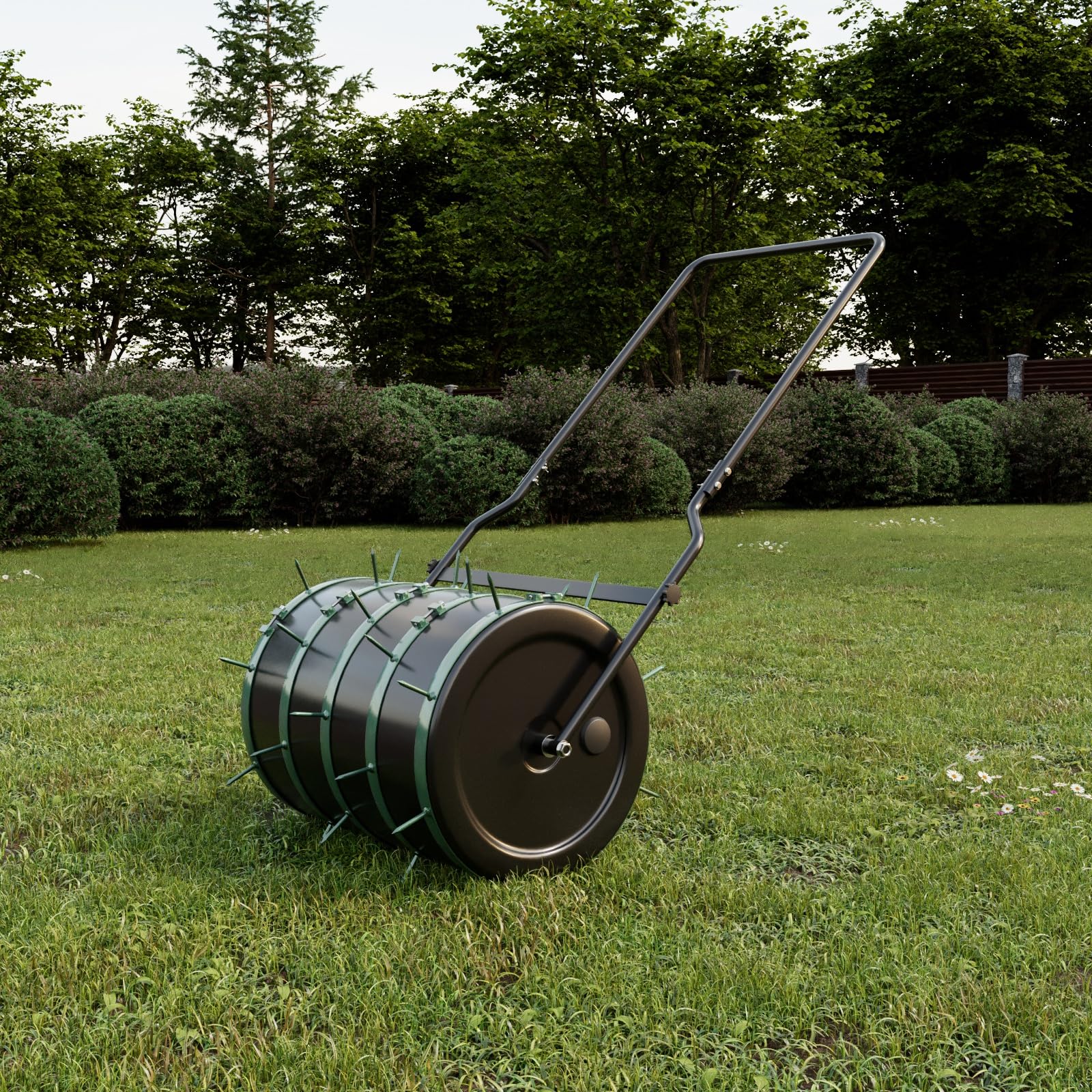 QLS Handels Aeratore per rullo da giardino, rullo rigeneratore, aeratore per prato, 5 pezzi, 40 cm, 8 mandrini