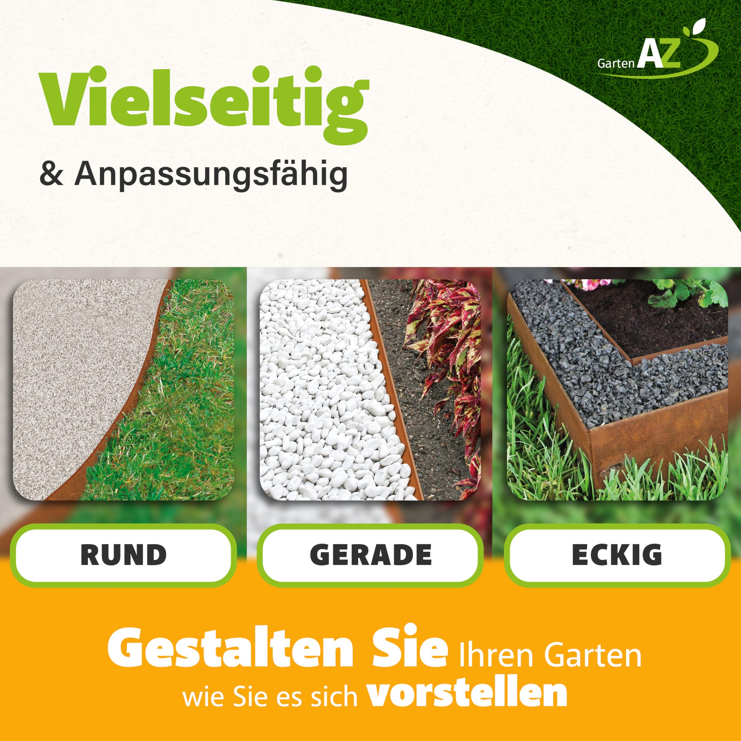Rasenkante Cortenstahl 103x20cm, Nutzlänge 10 m