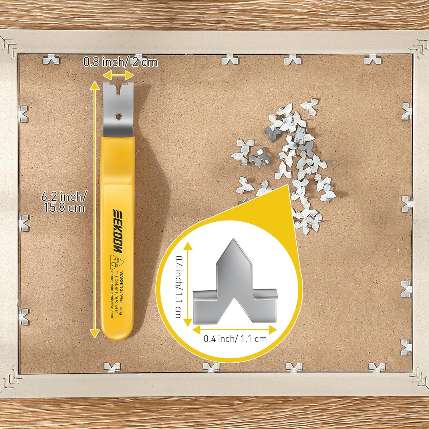 Feekoon Glazier Point Driver, Glazier Setting Tool with 100 Push Points, Glazing Push Point Driver Tool for Framing Glass Picture Cross Stitch(Yellow,1 Pack)