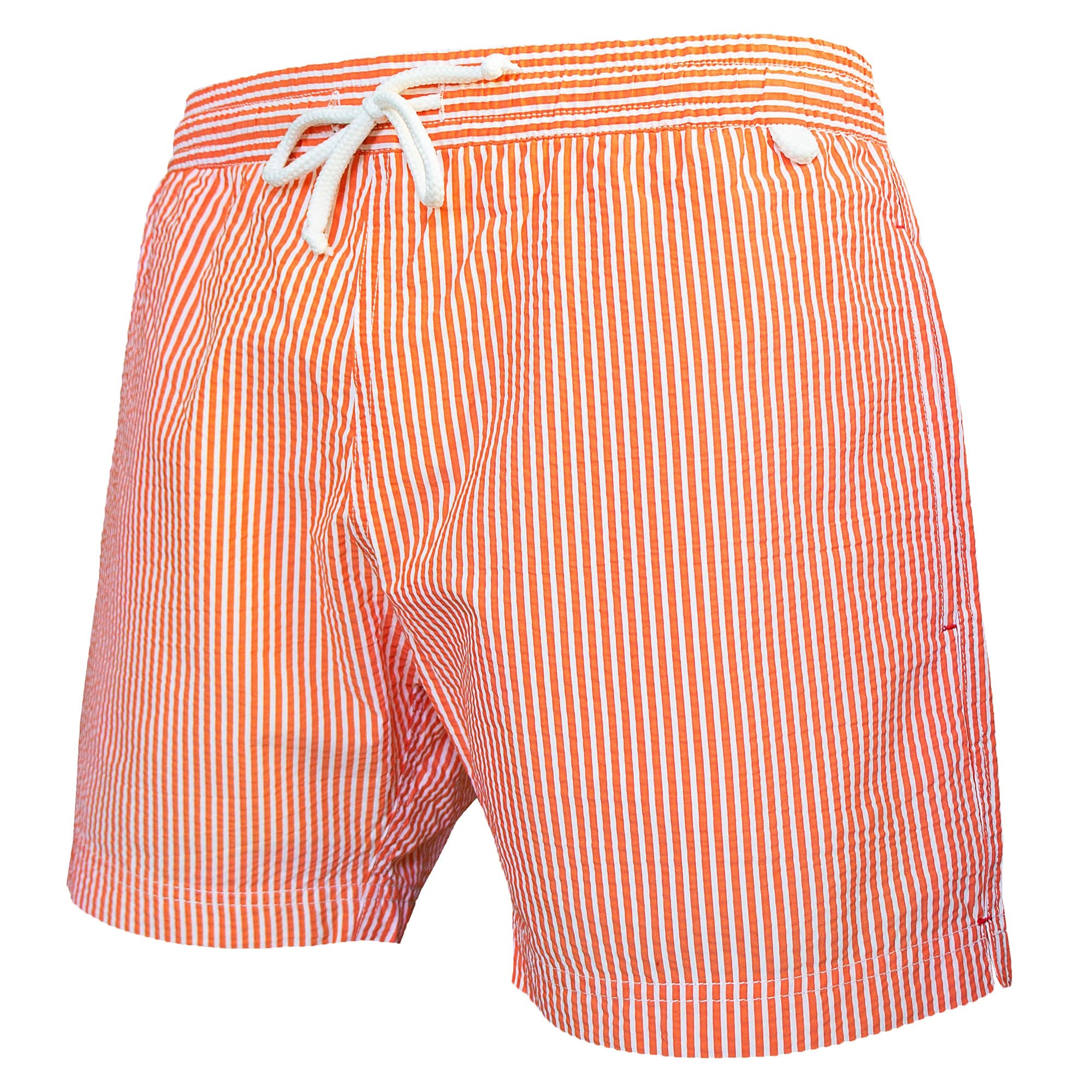 Les loulous de la Playa – Bañador para hombre, clásico, rayas naranja y blanco naranja L
