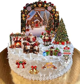 Cake Scene Christmas Santa\'s Grotto Themed Edible Wafer Paper Cake Topper Decoration
