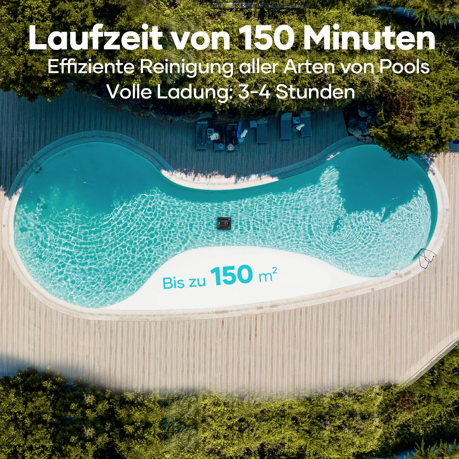 AIPER Scuba S1 Poolroboter Boden und Wand, Kabelloser Poolsauger mit Wandklettern, Intelligenten Navigation 2.0, 150 Minuten Batterielaufzeit, für Eingelassene Pools bis zu 150㎡ (Generalüberholt)