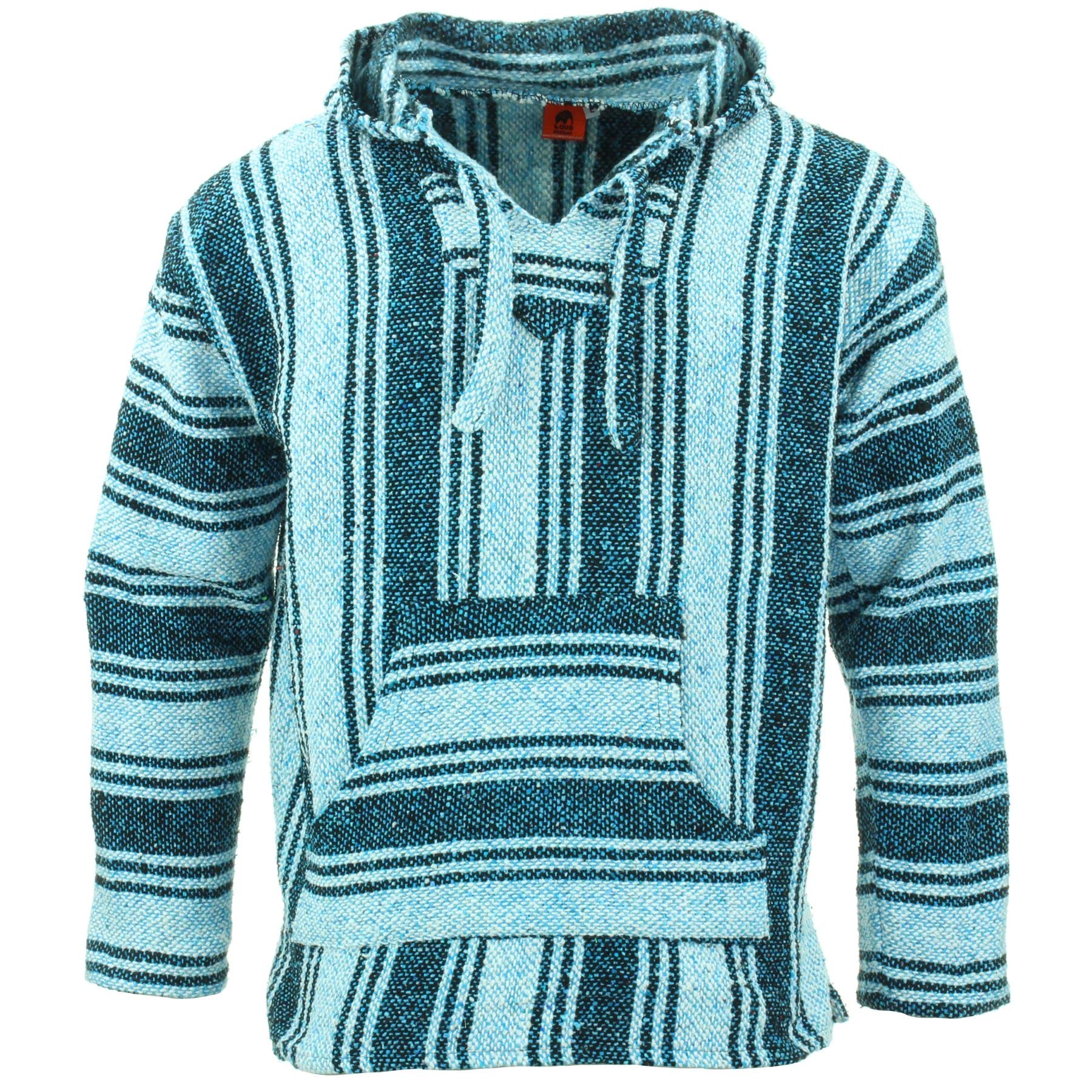 LOUDelephant Recycled Mexican Baja Jerga Hoody - Bright Blue (Medium)