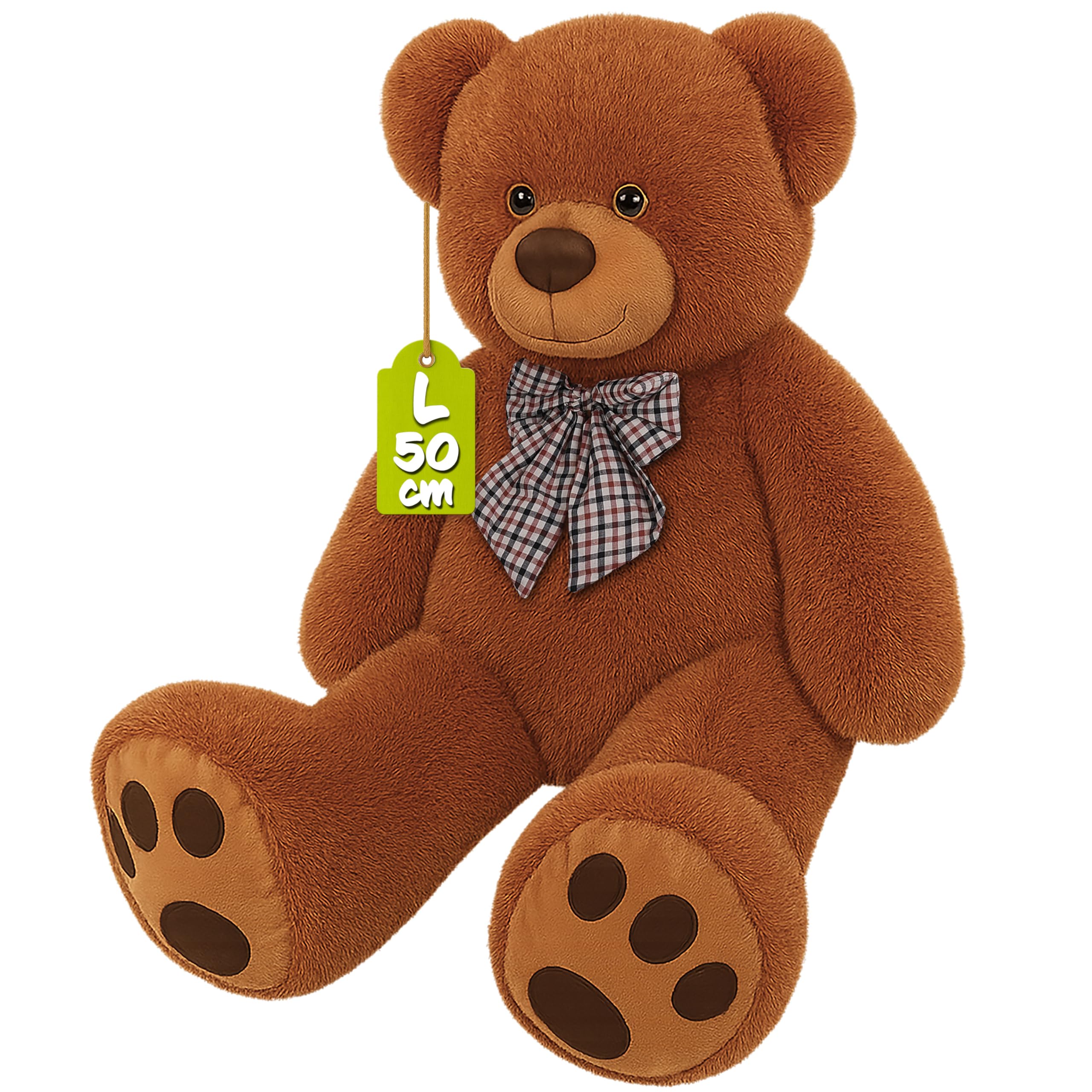 Monzana® L 50cm Brown Teddy Bear | Soft Dense Fur Bow Paws | Christmas Birthday Easter Valentine's Girlfriend Boyfriend Kids Toy Gift | Plush Cuddly Teddies Big Large Giant Child